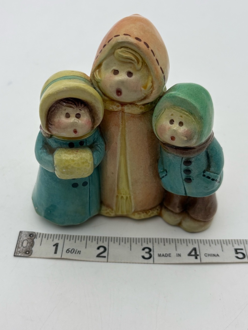 Hand-Painted Ceramic Carolers Figurine - Teal & Peach Holiday Accent - Picture 11 of 13
